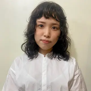 ミディアム パーマ しずく/Lilu/ 博多美容室のヘアスタイル