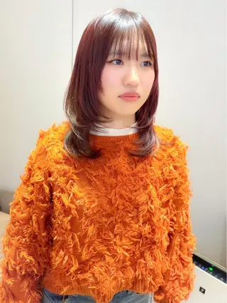 ミディアム 菅沼 紀世/顔周りレイヤーのヘアスタイル
