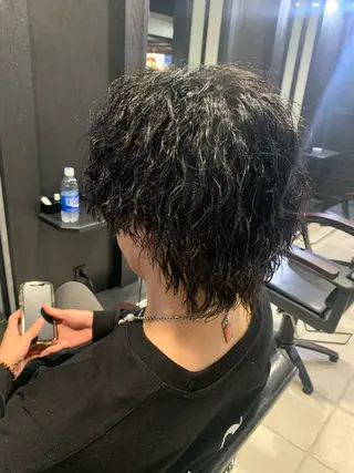 ミディアム メンズ メンズパーマ/難波/ 心斎橋　室園亮佑のヘアスタイル