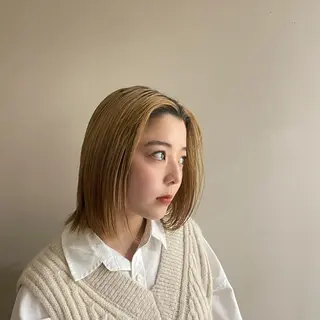 ミディアム ミルクティーベージュ /三村克彦のヘアスタイル