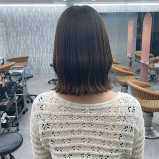 ミディアム カラー 縮毛矯正/ストンボブ Wカラー💎ヒデジのヘアスタイル
