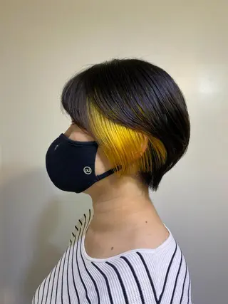 ショート カラー ブリーチ毛対応酸性 ストレート🌈サキのヘアスタイル