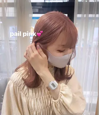 セミロング カラー パーマ ヘアアレンジ ネイル マツエク・マツパ ハイトーン/透け感 カラー🎀真香のヘアスタイル