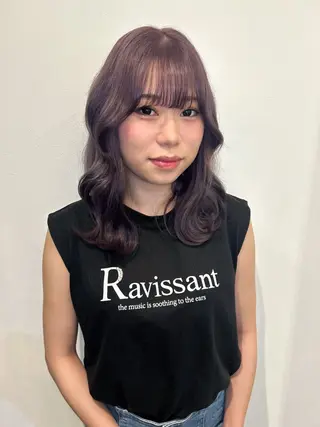 セミロング NAHO 🩵 透明感カラー🫧のヘアスタイル