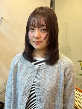 ミディアム カラー 髪質改善/レイヤー/ ボブ/磯野史歩のヘアスタイル