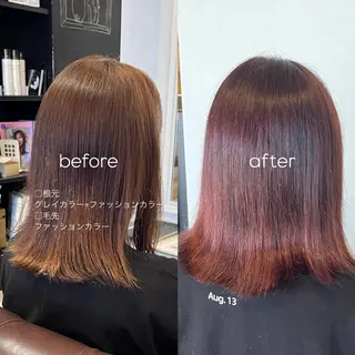 ミディアム カラー 山口 凜花のヘアスタイル