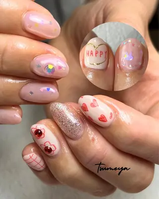 ネイル tsumeya ゆるかわ手描きネイルのネイルデザイン