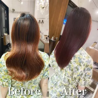 セミロング カラー 髪質改善特化 安東駿介のヘアスタイル