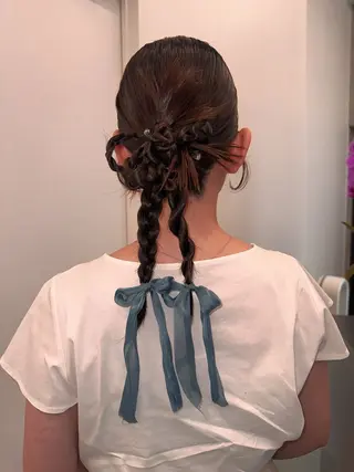 ヘアアレンジ ハイトーン/パーマ 大名 sakiのヘアスタイル