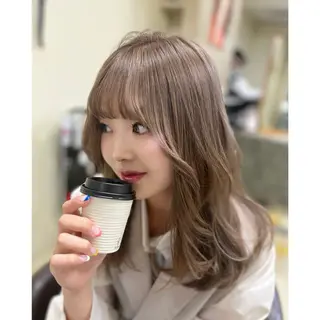 セミロング カラー 🩷珠梨【韓国ヘア】 【顔周りカット】のヘアスタイル