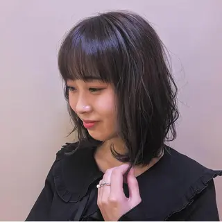ミディアム カラー 似合わせカットカラー ♡佐藤捺美のヘアスタイル