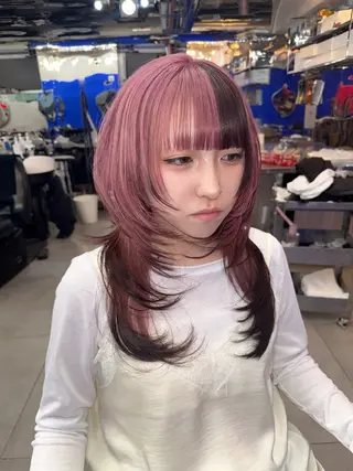 セミロング カラー HARUNA/原宿/ デザイン/カットのヘアスタイル