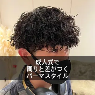 ショート パーマ メンズ 波巻きスパイラルパー マ/シャドウパーマ駿のヘアスタイル
