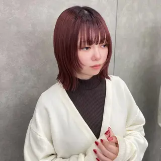 ミディアム カラー 縮毛矯正/ストンボブ Wカラー💎ヒデジのヘアスタイル