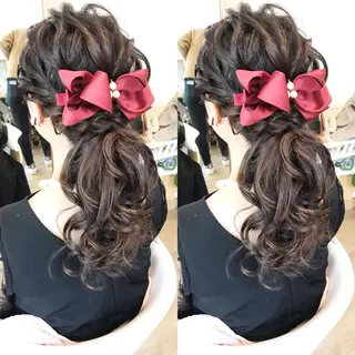 セミロング ヘアアレンジ 早朝✨ヘアセット 着付け/清水玲歌のヘアスタイル