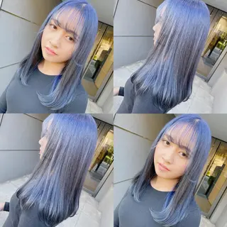 セミロング カラー ヘアアレンジ TAKUMAブリーチ /切りっぱなし🪽のヘアスタイル