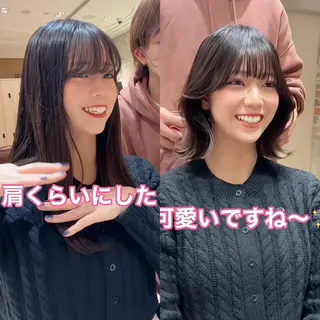 ミディアム ヘアアレンジ 骨格別小顔カット/ 顔周りカット/金井のヘアスタイル