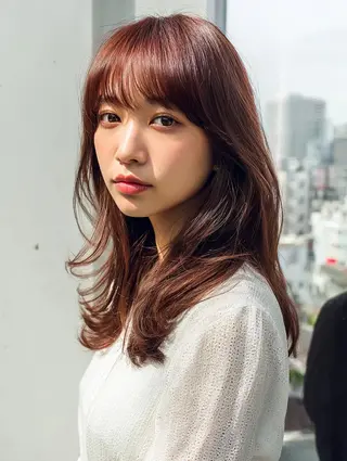 ミディアム 絶対可愛い暖色カラー 🌷うる艶🌷結奈✨のヘアスタイル
