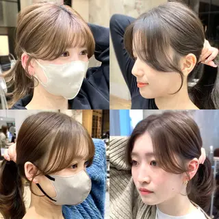 セミロング カラー 顔まわりカット🌟 くびれヘア/寺門遥輝のヘアスタイル