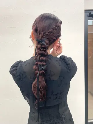 ロング ヘアアレンジ エクステ/大人可愛い カラー🩷RINAのヘアスタイル