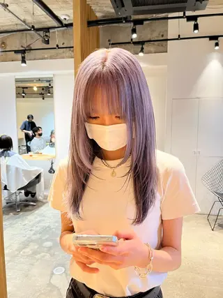 ロング ハイトーン/レイヤー 💜Akaneのヘアスタイル
