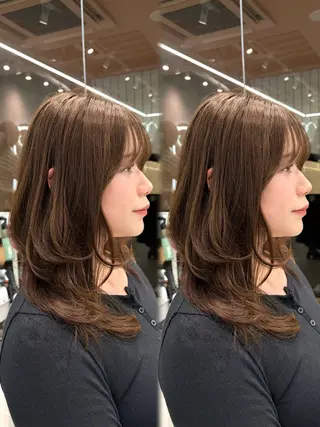 セミロング 大宮🤍縮毛矯正 レイヤー🪽なるのヘアスタイル