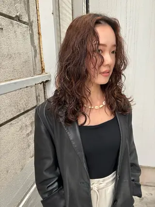 セミロング パーマ レイヤーカット/ パーマ/鎌田実奈歩のヘアスタイル