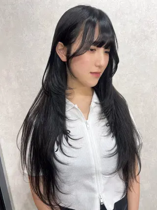 ロング maya🇰🇷韓国 レイヤー/顔まわりのヘアスタイル