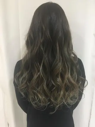 ロング カラー ヘアアレンジ きむえり/髪質改善 /うねり広がり改善のヘアスタイル