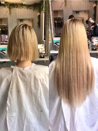ロング カラー チビ編み込みエクステ シールエクステのヘアスタイル