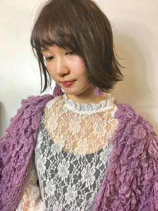 ミディアム カラー パーマ 安達 俊亮のヘアスタイル