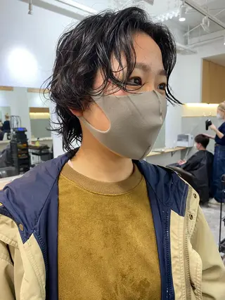 ミディアム パーマ 森貴裕/ベージュ/ パーマ/オリーブのヘアスタイル