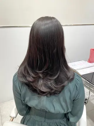 セミロング カラー ヘアアレンジ 🤎小顔レイヤー /ベージュ🤎友香のヘアスタイル