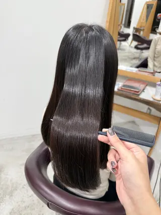 ロング カラー パーマ 髪質改善ストレート ケアブリーチ/ミオのヘアスタイル