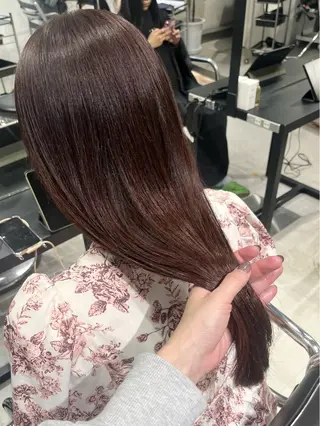 ロング カラー パーマ ヘアアレンジ 透明感/オリーブ/ グレージュ/YUKAのヘアスタイル