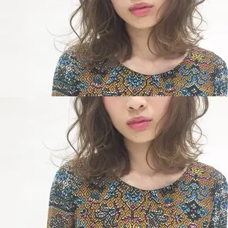 ミディアム カラー 池田 真由美のヘアスタイル