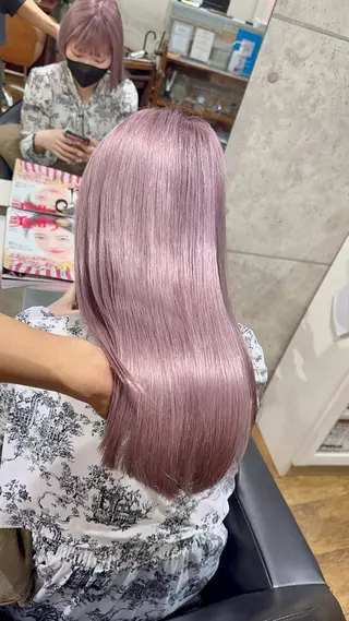 ロング カラー ブロンド/ピンク/ ミルクティー/アトムのヘアスタイル