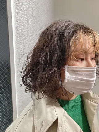 ミディアム カラー スキバサミを使わない カット🌼唯🌼のヘアスタイル