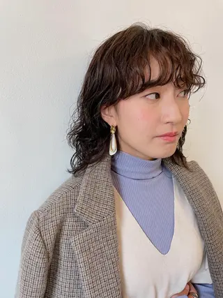 ミディアム パーマ h a k u 大倉 卓人のヘアスタイル