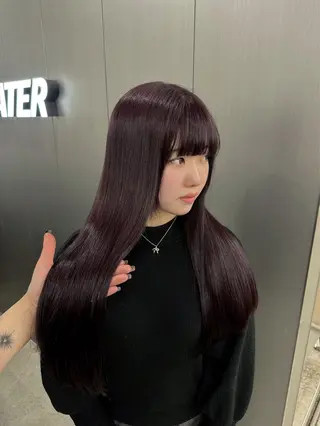 ロング カラー 暗髪🩶ラベンダー/ ブルー/ユウナ🤍のヘアスタイル