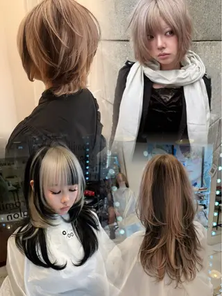 ロング カラー ヘアアレンジ HARUNA/原宿/ デザイン/カットのヘアスタイル