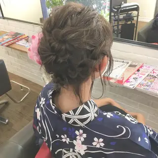 ショート カラー ヘアアレンジ 薬院:今泉/上川美幸 ボブ/顔周りレイヤーのヘアスタイル