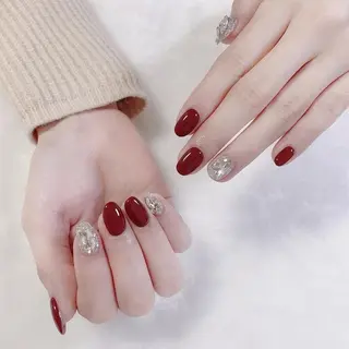 ミディアム フィルイン・深爪矯正 長さ出し🎀のネイルデザイン