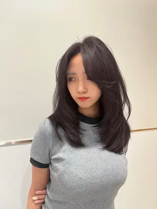 ロング 赤み消し透明感カラー 似合わせ前髪柴田礼空のヘアスタイル