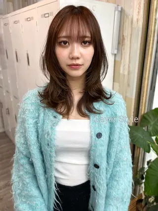 ミディアム カラー パーマ ヘアアレンジ 二ヶ月綺麗なデザイン カット/星野六三四のヘアスタイル