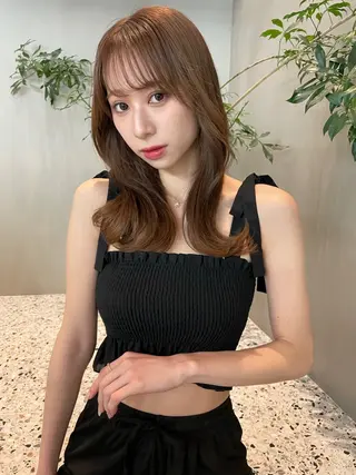 セミロング カラー 🦋うる艶透明感ヘア 今井達也のヘアスタイル