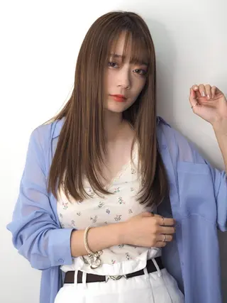 セミロング カラー 𖧷 ⁺. 大人ヘア Yui 𓂃𓈒𓏸のヘアスタイル