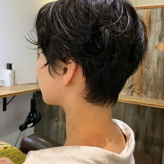 ショート パーマ パーマ/透明感カラー /ボブ/吉田一生のヘアスタイル