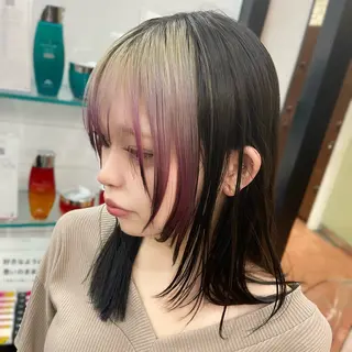 ミディアム カラー ⭐️韓国ブリーチ 顔周りカット⭐️のヘアスタイル