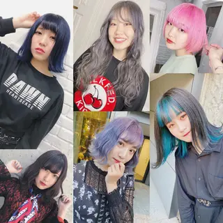 ミディアム カラー ヘアアレンジ TAKUMAブリーチ /切りっぱなし🪽のヘアスタイル